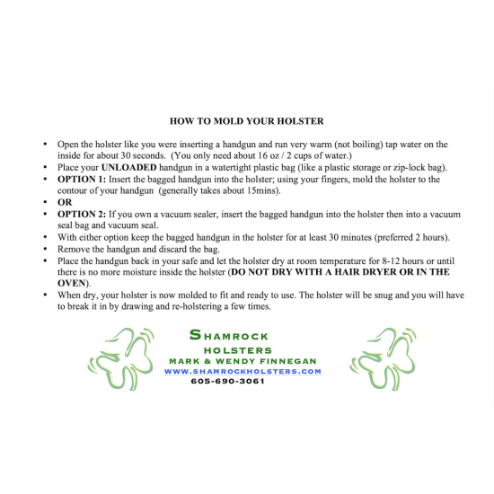 Wet Molding Instructions